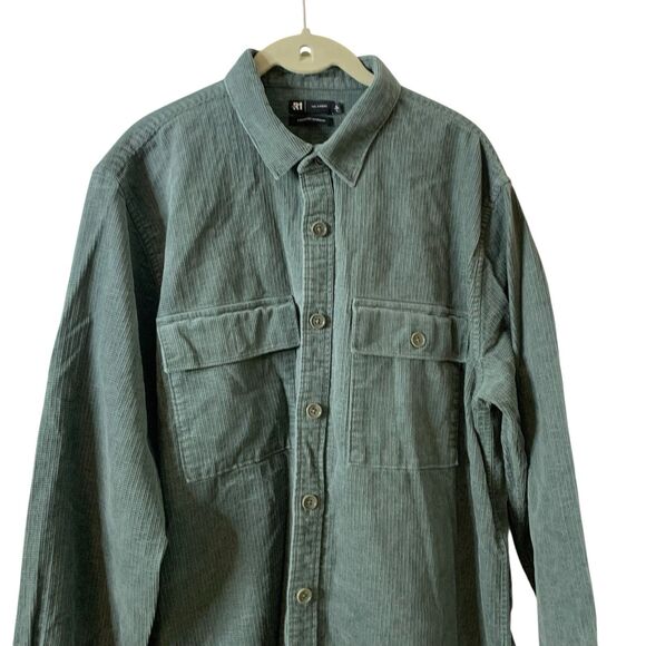 Le 31 Par Simons Overshirt Shacket Men L Green Long Sleeve Vision Organic Cotton - Picture 10 of 16